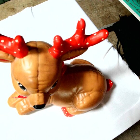 Set of 2~Vtg Mold Ceramic Quilted Christmas Deer - Picture 6 of 9